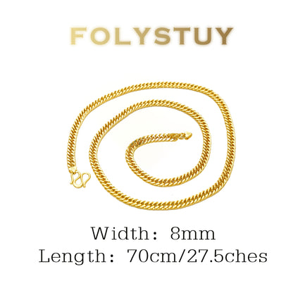 【FOLYSTUY (Y132)】24k gold filled Cuban Chain Necklace