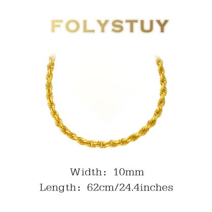 【FOLYSTUY(YNY10)】24k gold filled Dragon Bone Twisted Necklace