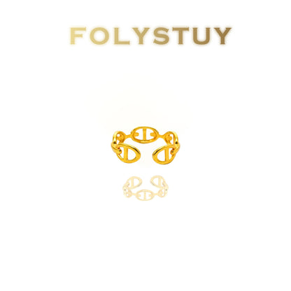 【FOLYSTUY(YNZ39)】24k gold filled Stylish Interlocking - Design Ring by FOLYSTUY