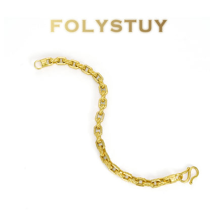 【FOLYSTUY (YNW05)】24k gold filled Embossed O-link Bracelet