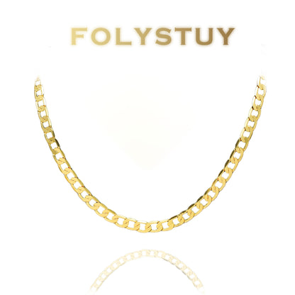 【FOLYSTUY (Y139)】24k gold filled Plain Cuban Chain Necklace