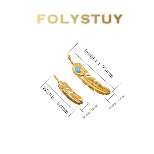 FOLYSTUY(YNK05) 24k gold filled Feather Pendant [buy 1 get 5]