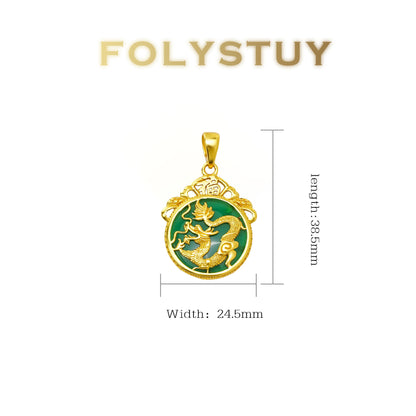 【FOLYSTUY (YNK16)】24k gold filled Dragon pendant inlaid with agate