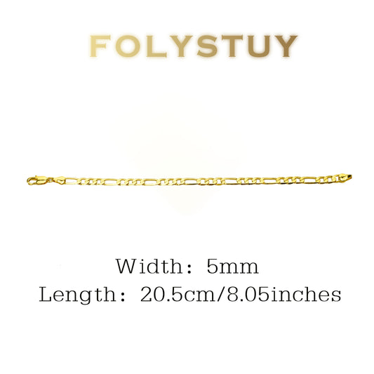 【FOLYSTUY(W165)】24k gold filled Figaro Hand Chain Bracelet
