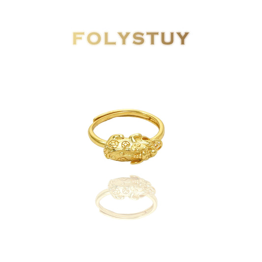 【FOLYSTUY(YNZ53)】24k gold filled Exquisite Coin & Pixiu Ring