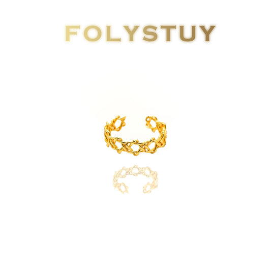 【FOLYSTUY(YNZ40)】24k gold filled Gorgeous Hexagram Star Ring