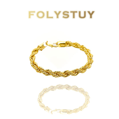 【FOLYSTUY(W164)】24k gold filled Twisted Rope - Style Hand Chain