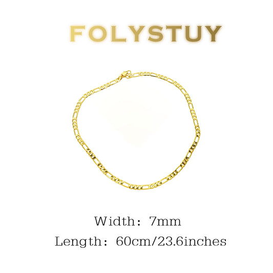 【FOLYSTUY (Y128)】24k gold filled Figaro Necklace