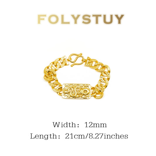 【FOLYSTUY (YNW03)】24k gold filled Dragon Cuban Bracelet