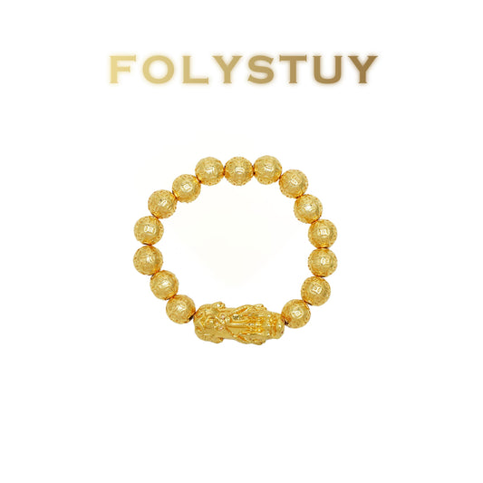 【FOLYSTUY(W178)】24k gold filled PiXiu coin bead bracelet
