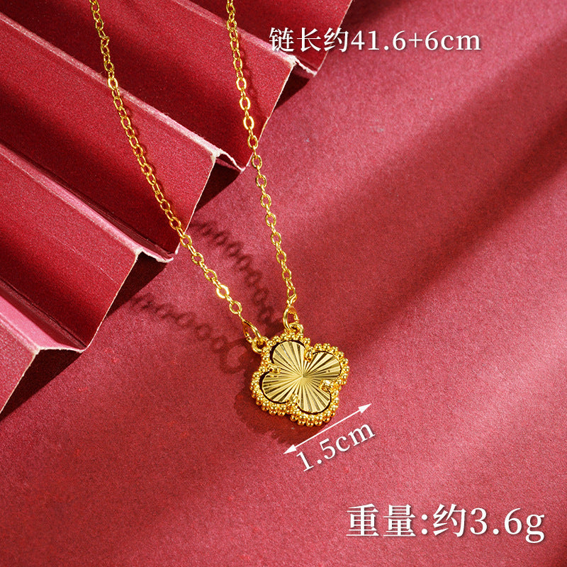 [FOLYSTUY]24k gold filled Four-leaf Clover Single Pendant Necklace