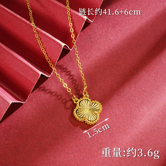 [FOLYSTUY]24k gold filled Four-leaf Clover Single Pendant Necklace