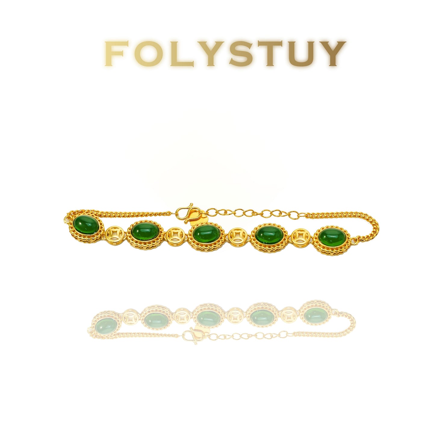 【FOLYSTUY(W160)】24k gold filled Jade Bracelet