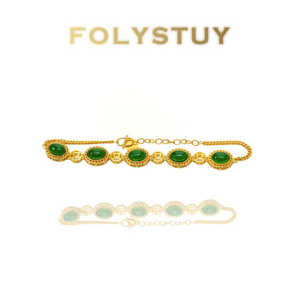 【FOLYSTUY(W160)】24k gold filled Jade Bracelet