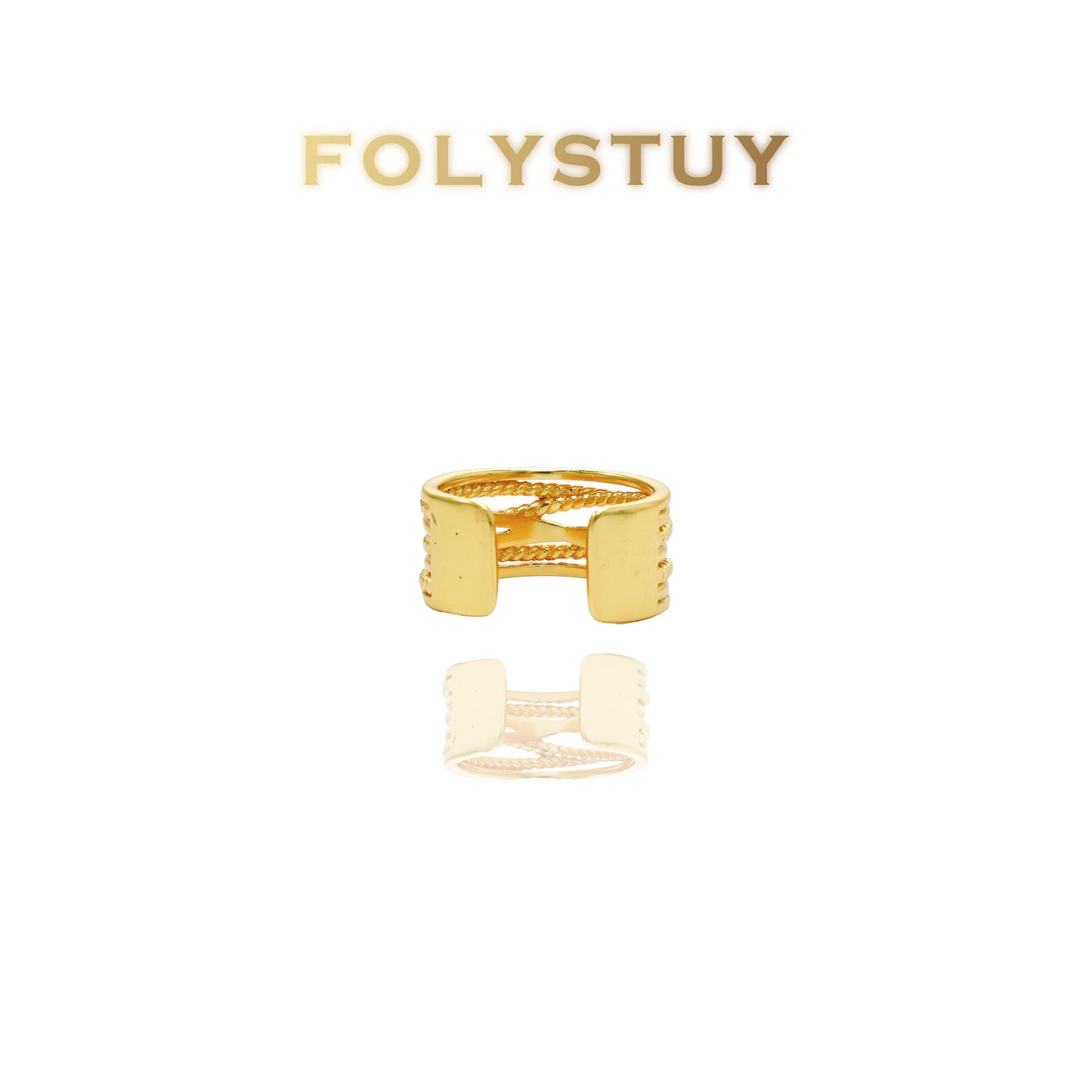 【FOLYSTUY(YNZ47)】24k gold filled Retro-Style Braided Ring