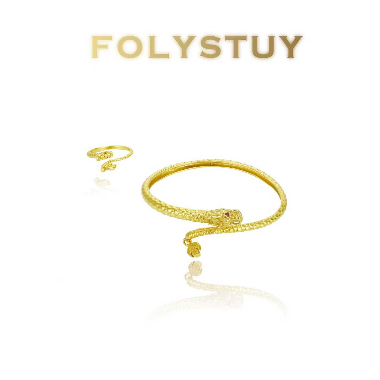 [FOLYSTUY (YNT03)] 24k gold filled Dragon Bangle With Dragon Ring