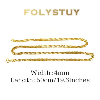 【FOLYSTUY (Y134)】24k gold filled Cuban Chain Necklace