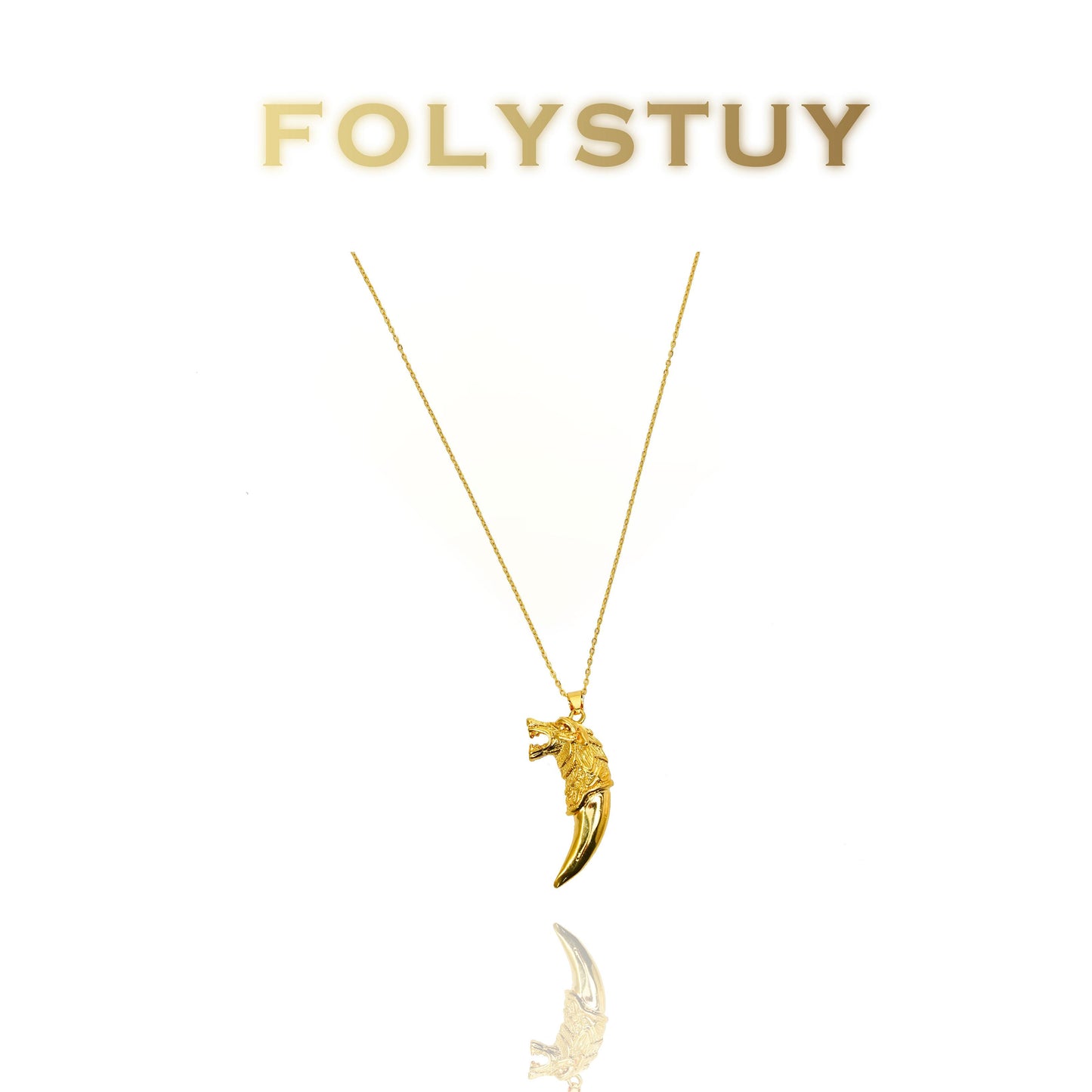 【FOLYSTUY (K136)】24k gold filled Tiger and Wolf Tooth Pendant