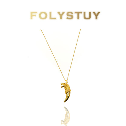 【FOLYSTUY (K136)】24k gold filled Tiger and Wolf Tooth Pendant