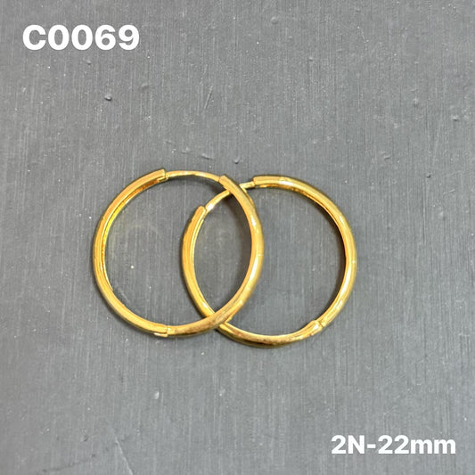 【FOLYSTUY (C69)】24k gold filled Plain hoop earrings