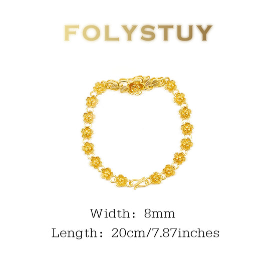 【FOLYSTUY (YNW10)】24k gold filled Elegant Flower Bracelet