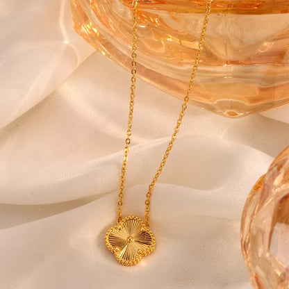 [FOLYSTUY]24k gold filled Four-leaf Clover Single Pendant Necklace