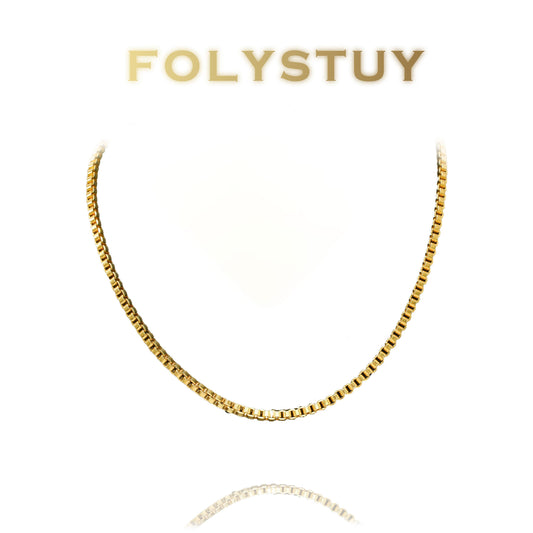 [folystudy (Y59)] 24k gold filled Necklace: Chain and chain exudes timeless elegance