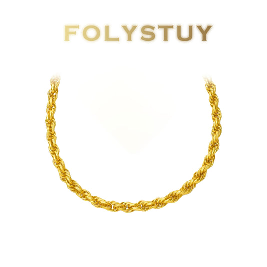 【FOLYSTUY(YNY10)】24k gold filled Dragon Bone Twisted Necklace
