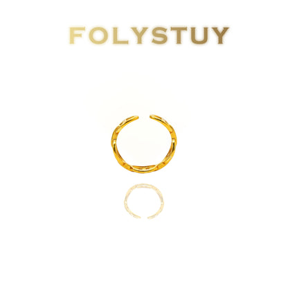 【FOLYSTUY(YNZ39)】24k gold filled Stylish Interlocking - Design Ring by FOLYSTUY