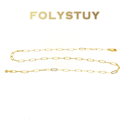 【FOLYSTUY (Y133)】24k gold filled Paperclip Chain Link Necklace