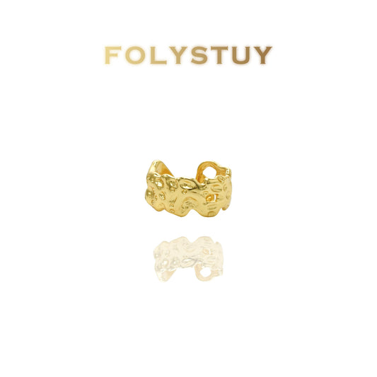 【FOLYSTUY(YNZ45)】24k gold filled Mesmerizing Liquid Cuban Rock Ring