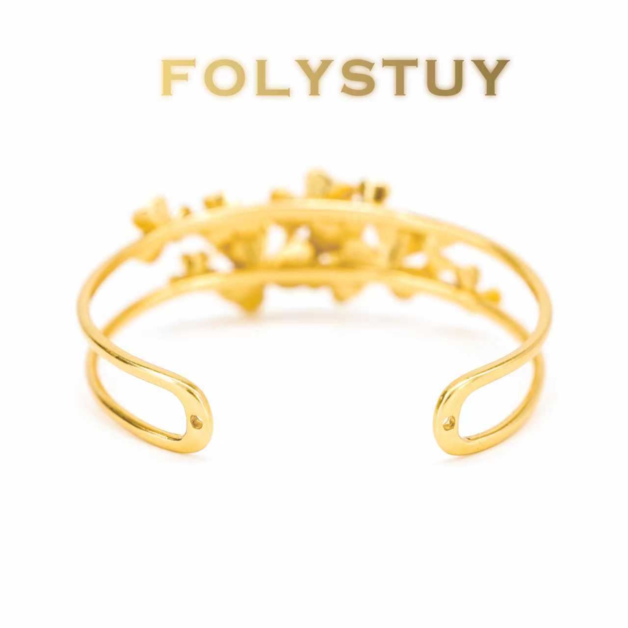 [FOLYSTUY (YNT04)] 24k gold filled Flower Bangle