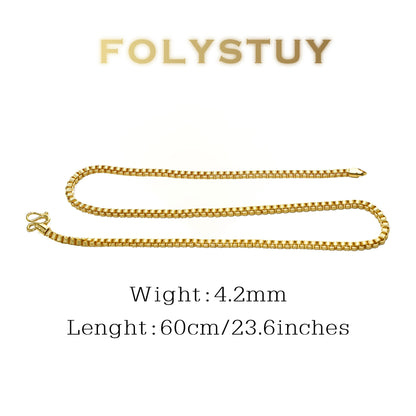 [folystudy (Y59)] 24k gold filled Necklace: Chain and chain exudes timeless elegance