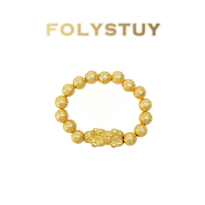 【FOLYSTUY(W178)】24k gold filled PiXiu coin bead bracelet