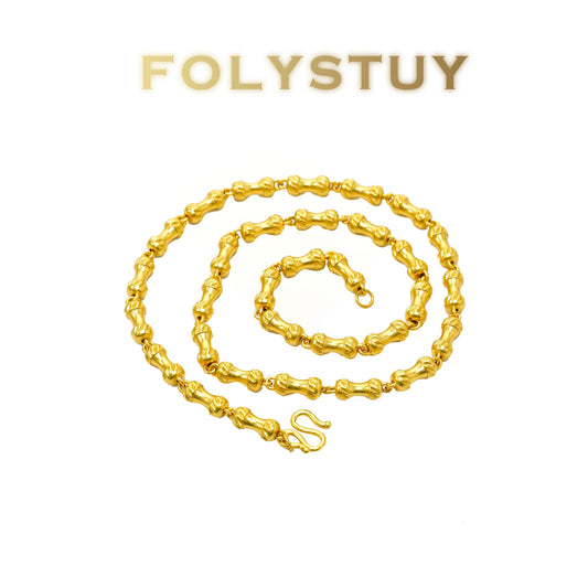 【FOLYSTUY(YNY08)】24k gold filled Bamboo Necklace Hip Hop Necklace