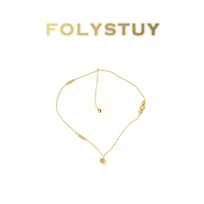 【FOLYSTUY(W176)】24k gold filled Snake bone + bead double-layer anklet (can be used as a bracelet)