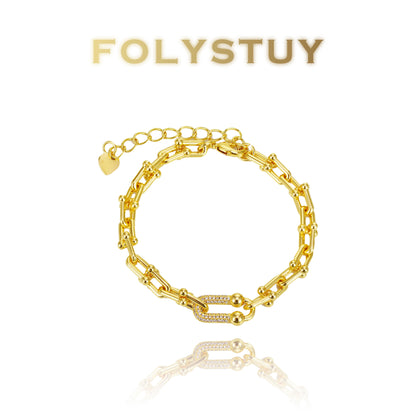 【FOLYSTUY (W153)】24k gold filled Paperclip Bracelet