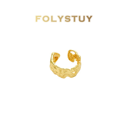 【FOLYSTUY(YNZ45)】24k gold filled Mesmerizing Liquid Cuban Rock Ring