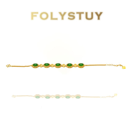 【FOLYSTUY(W160)】24k gold filled Jade Bracelet