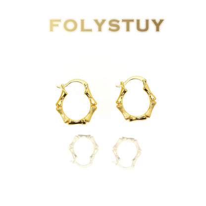 【FOLYSTUY(C45)】24k gold filled Graceful Bamboo Joint Earrings
