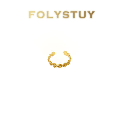 【FOLYSTUY(YNZ54)】24k gold filled Exquisitely Designed Ancient  Flower Rings