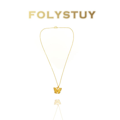 【FOLYSTUY(K140)】24k gold filled Gorgeous Butterfly Hollow-Out Pendant