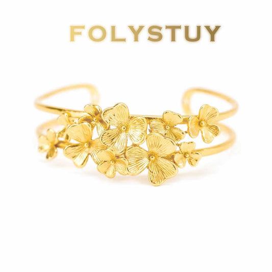 [FOLYSTUY (YNT04)] 24k gold filled Flower Bangle
