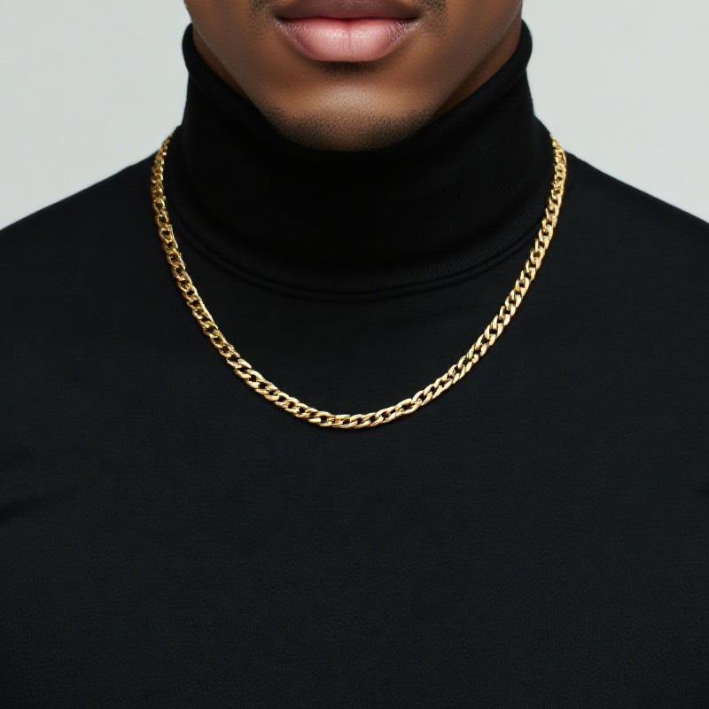 【FOLYSTUY (Y128)】24k gold filled Figaro Necklace