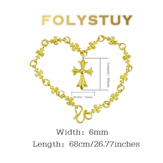 FOLYSTUY (YNY05) 24k gold filled Divine Elegance Holy Cross Necklace