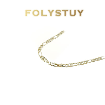 【FOLYSTUY (Y151)】24k gold filled A unisex Asian Figaro necklace