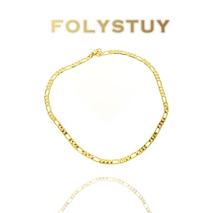 【FOLYSTUY (Y128)】24k gold filled Figaro Necklace