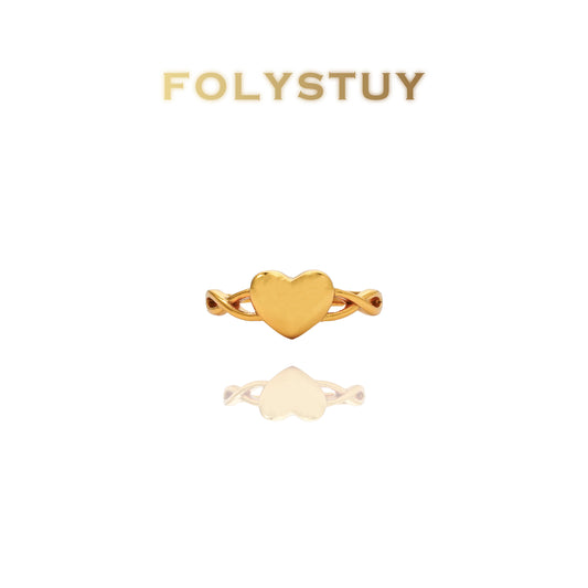 【FOLYSTUY(YNZ57)】24k gold filled Exquisite Heart - Shaped Ring