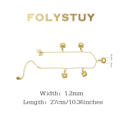 【FOLYSTUY(W177)】24k gold filled Beads cute cat ankle chain (can be used as a bracelet)
