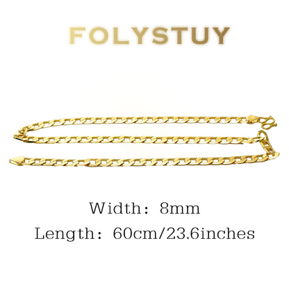 【FOLYSTUY (Y139)】24k gold filled Plain Cuban Chain Necklace